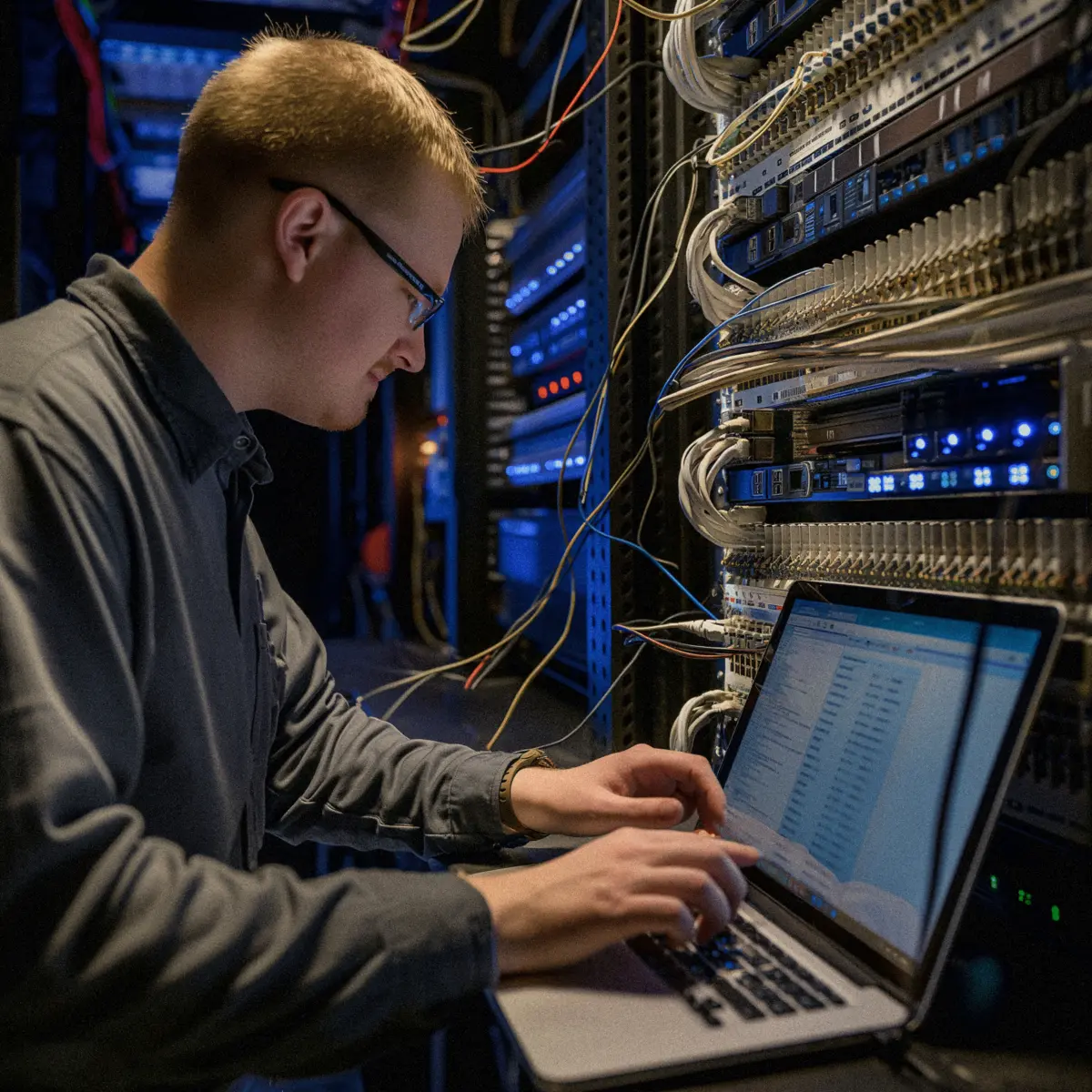 Network engineer commissioning a network